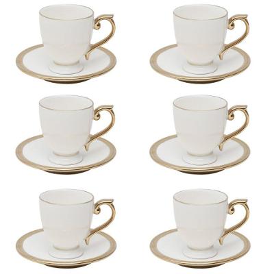 Conjunto de Xícaras de Chá Paddy Porcelana 200ML Branco e Dourado Wolff