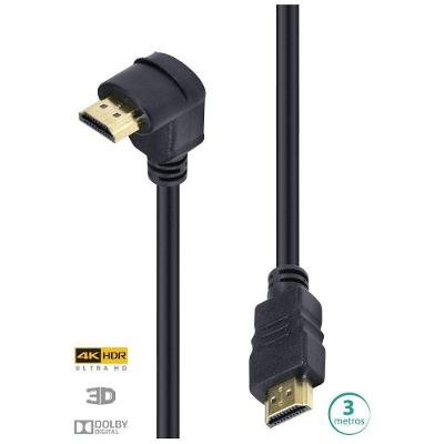 Cabo Hdmi 2.0 4k Ultra Hd 3d Conexao Ethernet Com 01 Conector 90o 3 Metros - H2090-3