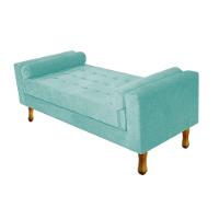 Recamier Baú Félix Casal 140cm Suede Azul Tiffany Doce Sonho - 1