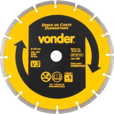 Disco De Corte Diamantado V3 Segmentado 230mm - Vonder