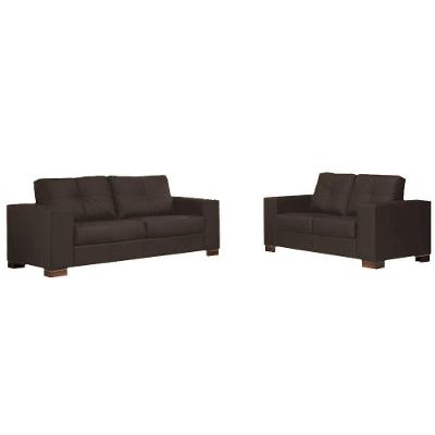 Conjunto Sofá 2 e 3 Lugares Kenny Couro Tabaco