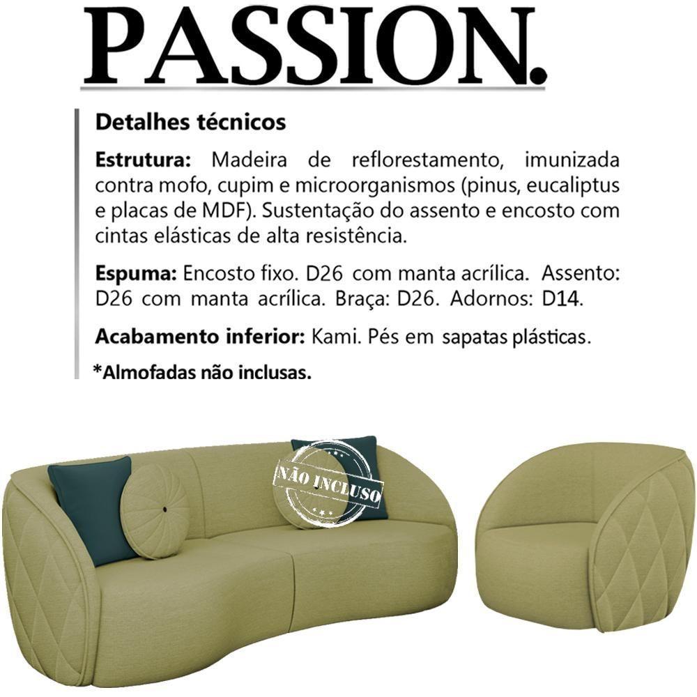 Jogo Sofa 288 Cm 4 Lug E Poltrona 1 Lug Passion Tce 1027 Linho Moll Tce 1027 - 3