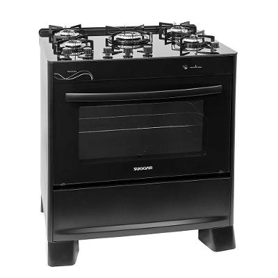 Fogão Suggar Neo Glass 5 Bocas FGVNG510PT Mesa De Vidro Preto Bivolt