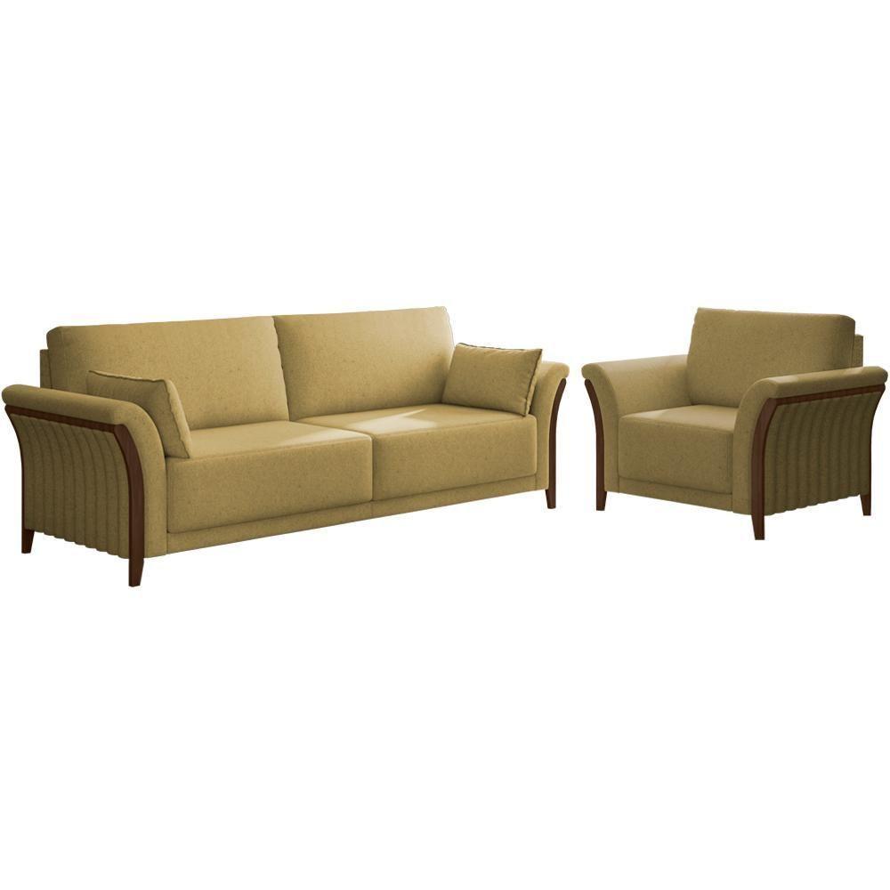 Kit Sofa 222 Cm E Poltrona Decorativa Royalle Linho Tce 1025 Moll Tce 1025 - 1