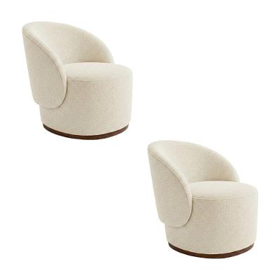 Kit 2 Poltronas Decorativa Premium Orgânica Ideal Para Recepção E Clinicas Em Bouclê Italiano Bege