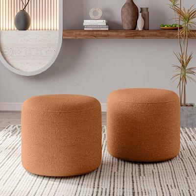 Kit 2 Puffs Orgânico Ello Design Sofisticado Em Tecido Bouclé Italiano Terracota