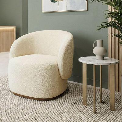 Poltrona Orgânica Premium Ideal Para Recepção Clinica Design Curvo E Confortável Bouclê Italiano Beg