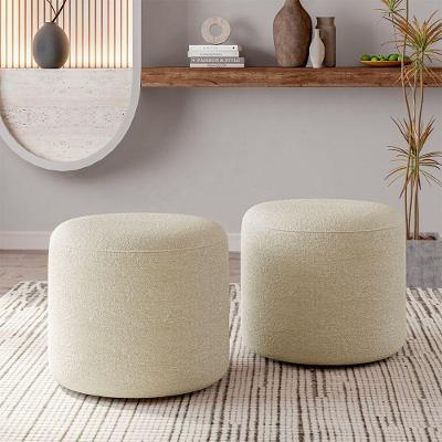 Kit 2 Puffs Orgânico Ello Design Sofisticado Em Tecido Bouclé Italiano Bege