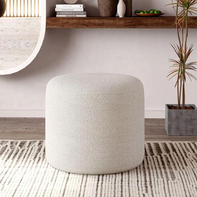 Puff Orgânico Ello Design Sofisticado Em Tecido Bouclé Italiano Off White