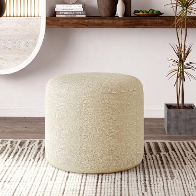 Puff Orgânico Ello Design Sofisticado Em Tecido Bouclé Italiano Bege