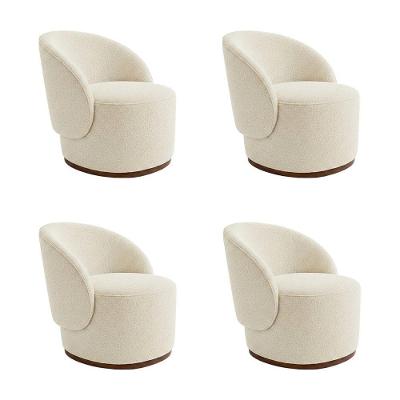 Kit 4 Poltronas Decorativa Premium Orgânica Ideal Para Recepção E Clinicas Em Bouclê Italiano Bege