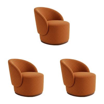 Kit 3 Poltronas Decorativa Premium Orgânica Para Recepção E Clinicas Em Bouclê Italiano Terracota