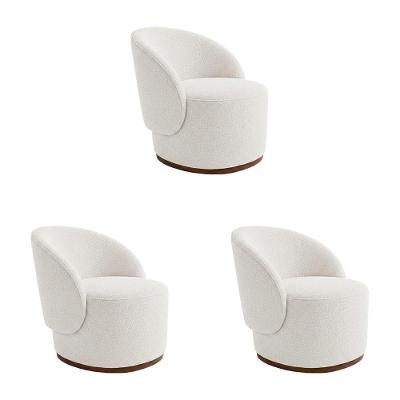 Kit 3 Poltronas Decorativa Premium Orgânica Para Recepção E Clinicas Em Bouclê Italiano Off White