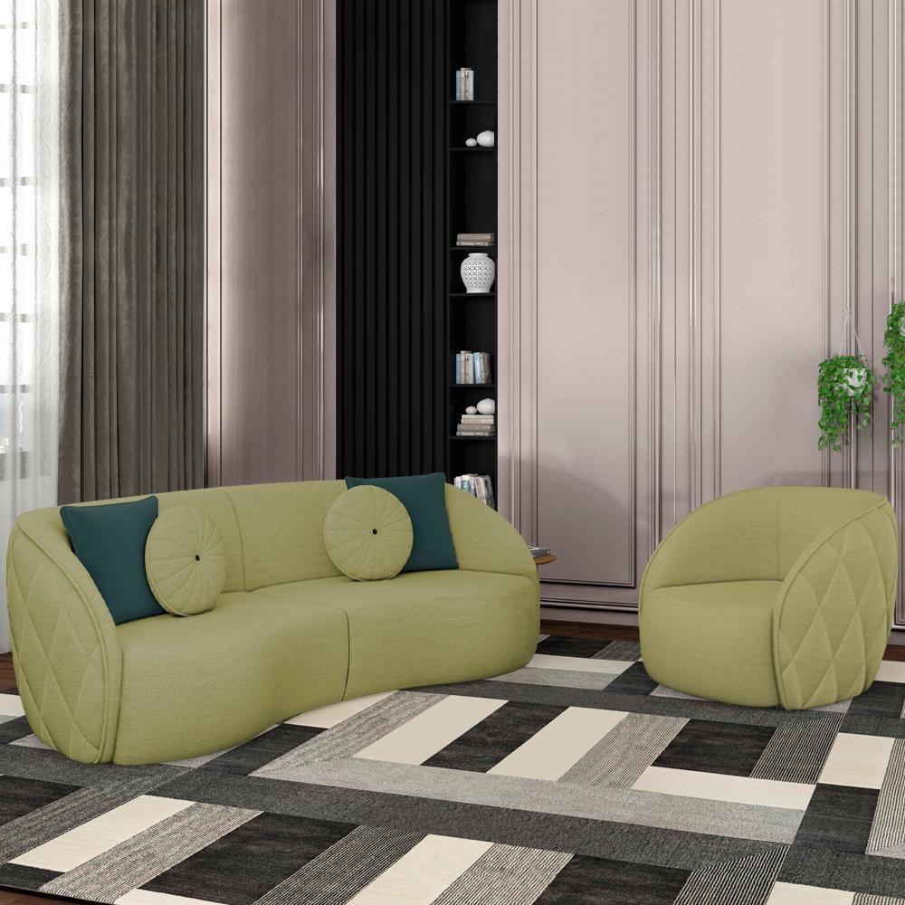 Jogo Sofa 318 Cm 4 Lug E Poltrona 1 Lug Passion Tce 1027 Linho Moll Tce 1027 - 1