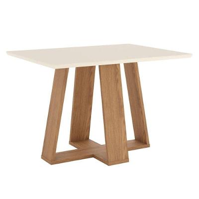 Mesa De Jantar Lins 120 Cm Canto Reto Sem Vidro Nature Off White - Henn