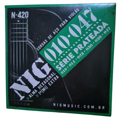 Encordoamento Violão Aço Nig N420 010 Prateada + Mi Extra