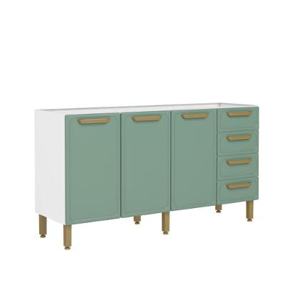 Balcão De Aço 3 Portas 4 Gavetas Verde Bella Bertolini Verde-branco