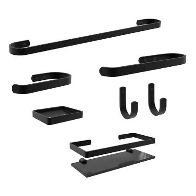 Suporte Kit De Acessório Para Banheiro 7 Peças Preto
