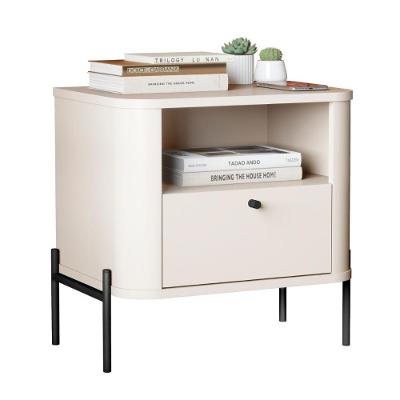 Mesa De Cabeceira Para Quarto Com Pém Em Aço 1 Gaveta - Off White Preto Off White Preto
