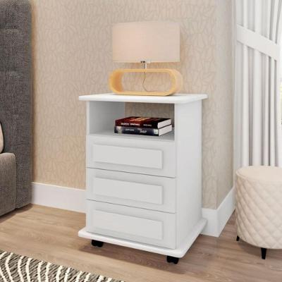 Mesa De Cabeceira 3 Gavetas Florida Branco