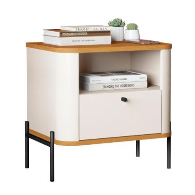 Mesa De Cabeceira Para Quarto Com Pém Em Aço 1 Gaveta - Off White Nature Preto Off White Nature Preto