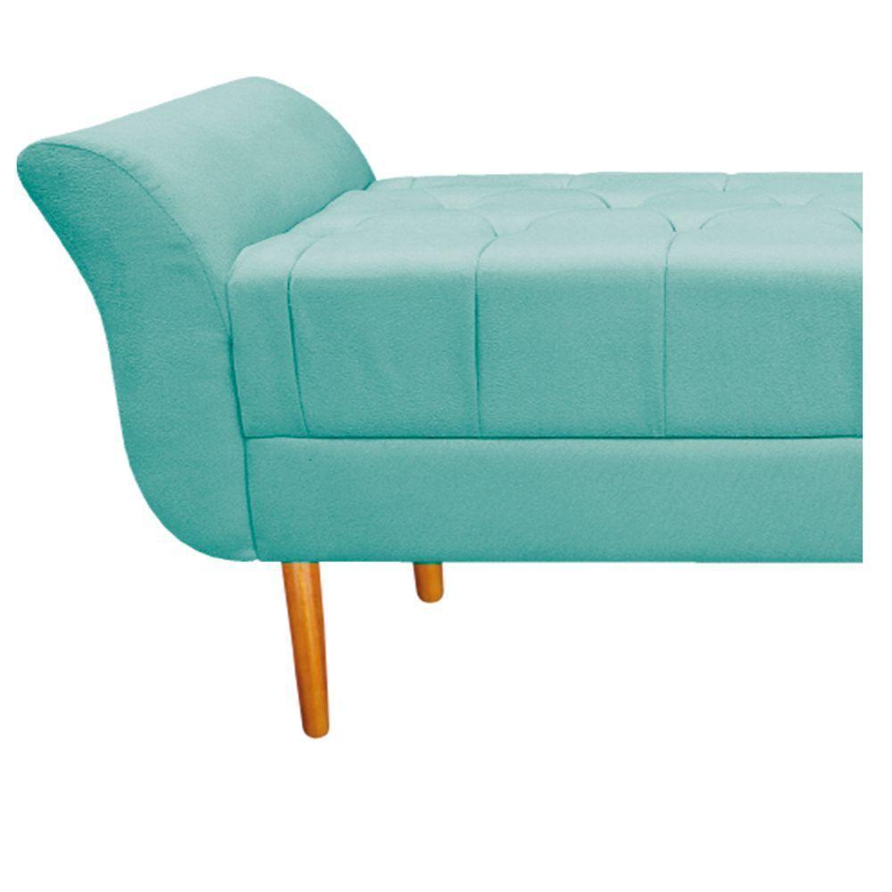 Recamier Estofado Ari 100 Cm Suede Azul Tiffany Doce Sonho - 4