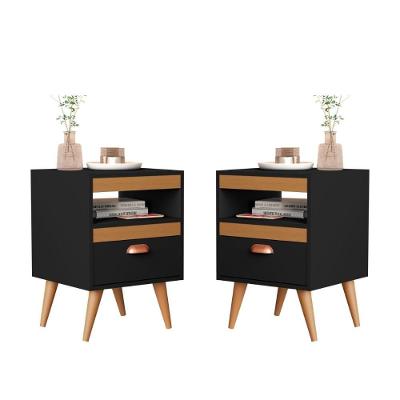 Kit Mesa Cabeceira 2 Unidades Erba Preto Ype