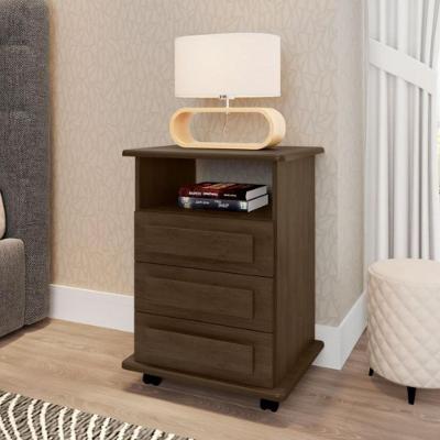 Mesa De Cabeceira 3 Gavetas Florida Noce