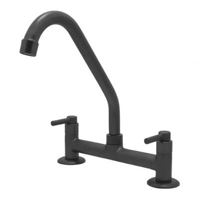 Torneira Cozinha Misturador Mesa Bancada Bica Móvel Preto Fosco 1/4 De Volta Metal Luxo
