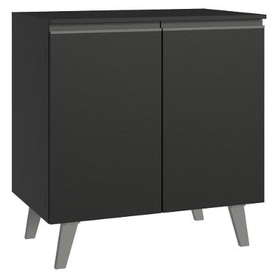 Balcão De Cozinha 80 Cm 2 Portas Com Pés Preto Nice Madesa Preto