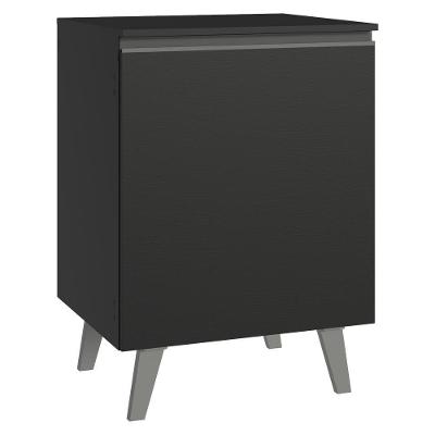 Balcão De Cozinha 60 Cm 1 Porta Com Pés Preto Nice Madesa Preto