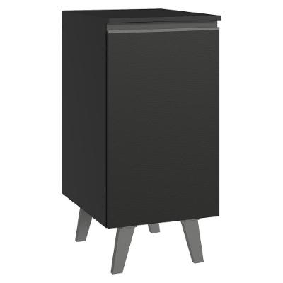 Balcão De Cozinha 40 Cm 1 Porta Com Pés Preto Nice Madesa Preto