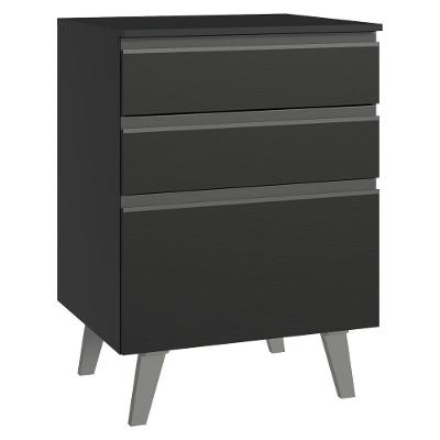 Balcão De Cozinha 60 Cm 3 Gavetas Com Pés Preto Nice Madesa Preto