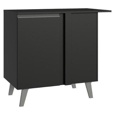 Balcão De Canto 1 Porta Com Pés Preto Nice Madesa Preto