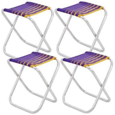 Kit 04 Banquetas De Praia Tramontina Fiji Em Alumínio Com Assento Roxo E Amarelo 92900303