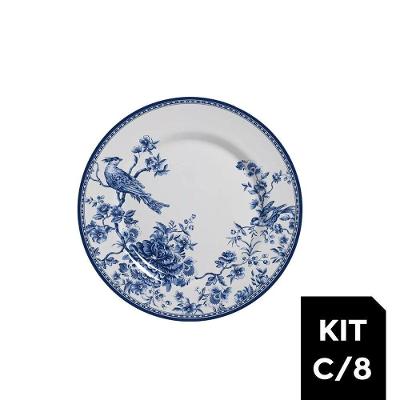 Jogo C-8 Pratos Raso Cerâmica Chinese Garden Plus Alleanza