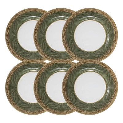 Jogo 6 Pratos De Sobremesa Celebrate Verde Cerâmica Alleanza 20cm