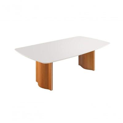 Mesa De Jantar Laminada Vidro River Requinte Salas