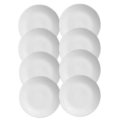 Jogo 8 Pratos Raso Coup Branco Liso Cerâmica Alleanza 29cm