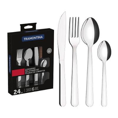 Jogo De Talheres 24 Peças Tramontina Malibu 23798046 Inox Inox 23798046