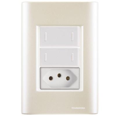 Cj Dois Interruptor Duplo E Tomada 20a Giz Pérola Tramontina Completo Pronto Tramontina