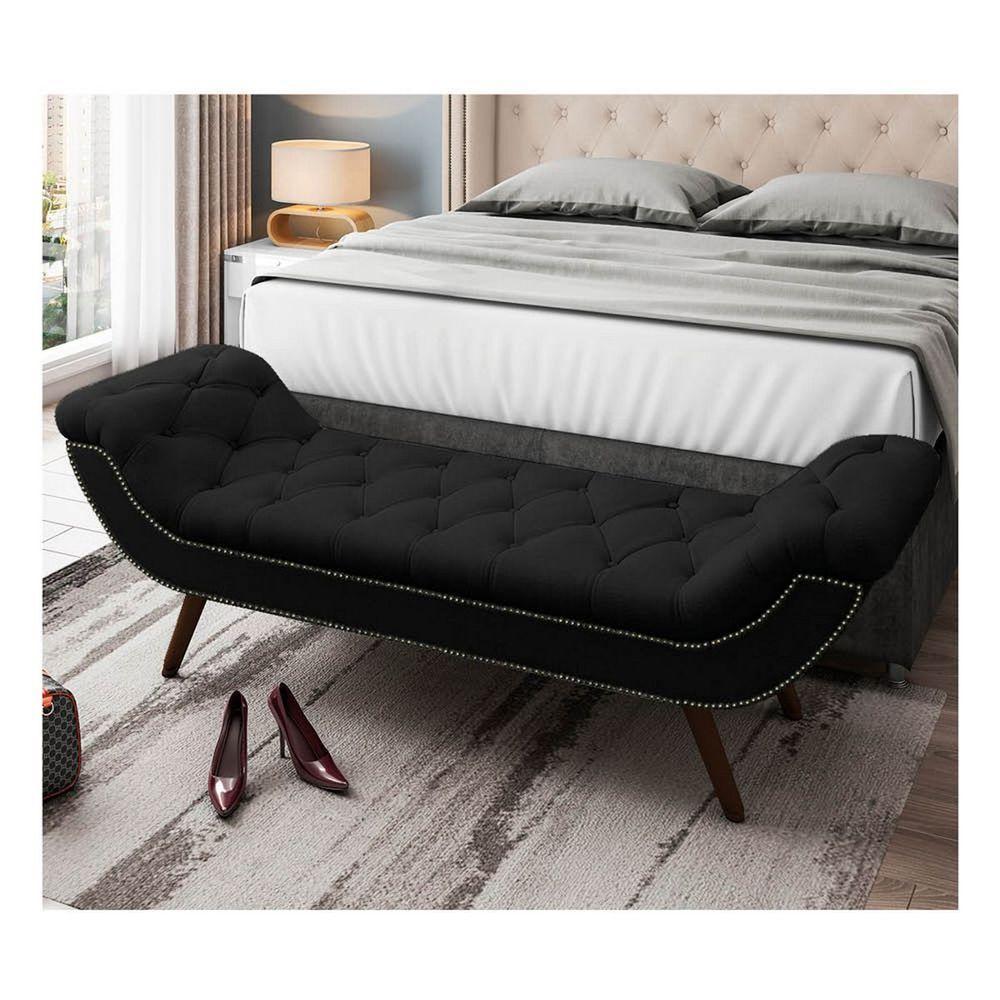 Recamier Divã Odessa P04 160 Cm Suede Preto Tca 944 - 6
