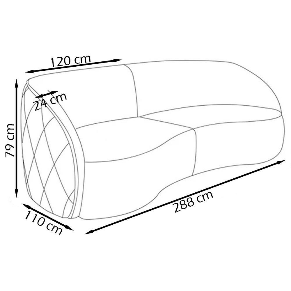 Sofa 4 Lugares 288 Cm Passion Veludo Sl 940 Moll Sl 940 - 6
