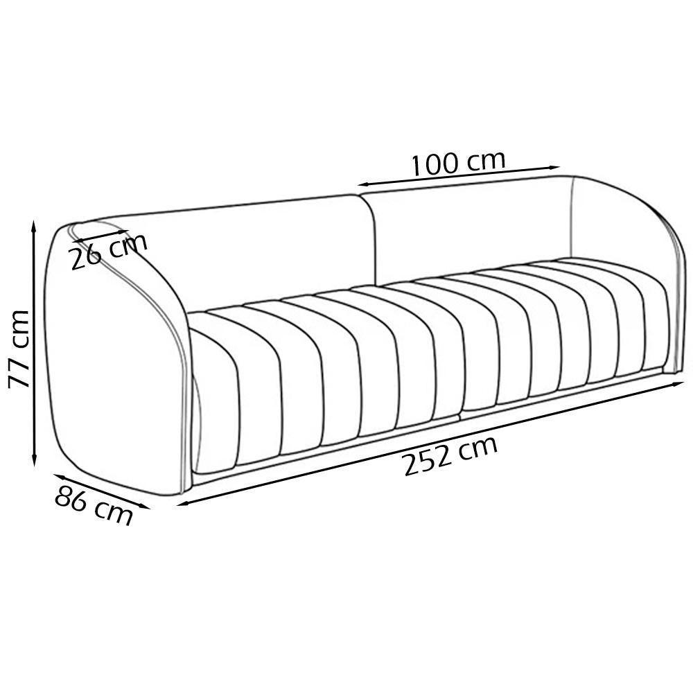 Sofa 3 Lugares 252 Cm Memphis Veludo Sl 944 Moll Sl 944 - 7