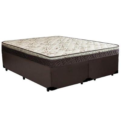 Cama Box Queen Bipartido Sintético + Colchão Elegance Ortopédico Espuma D33 63x158x198 marrom