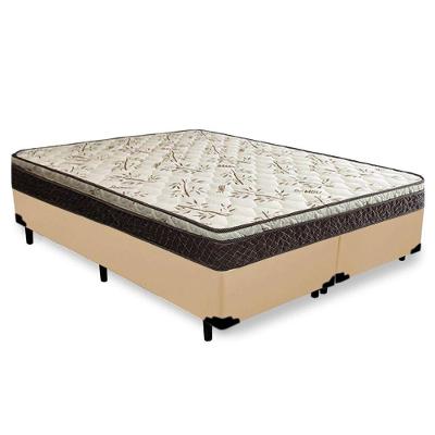 Cama Box Queen Bipartido Sintético + Colchão Elegance Ortopédico Espuma D33 63x158x198 bege