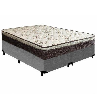 Cama Box Queen Bipartido Suede + Colchão Elegance Ortopédico Espuma D33 63x158x198 cinza
