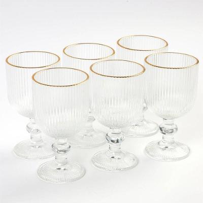 Jogo de Taças de Vidro com Borda Dourada 6 Peças 270ml para Drinks e Vinhos Transparente La Vittra