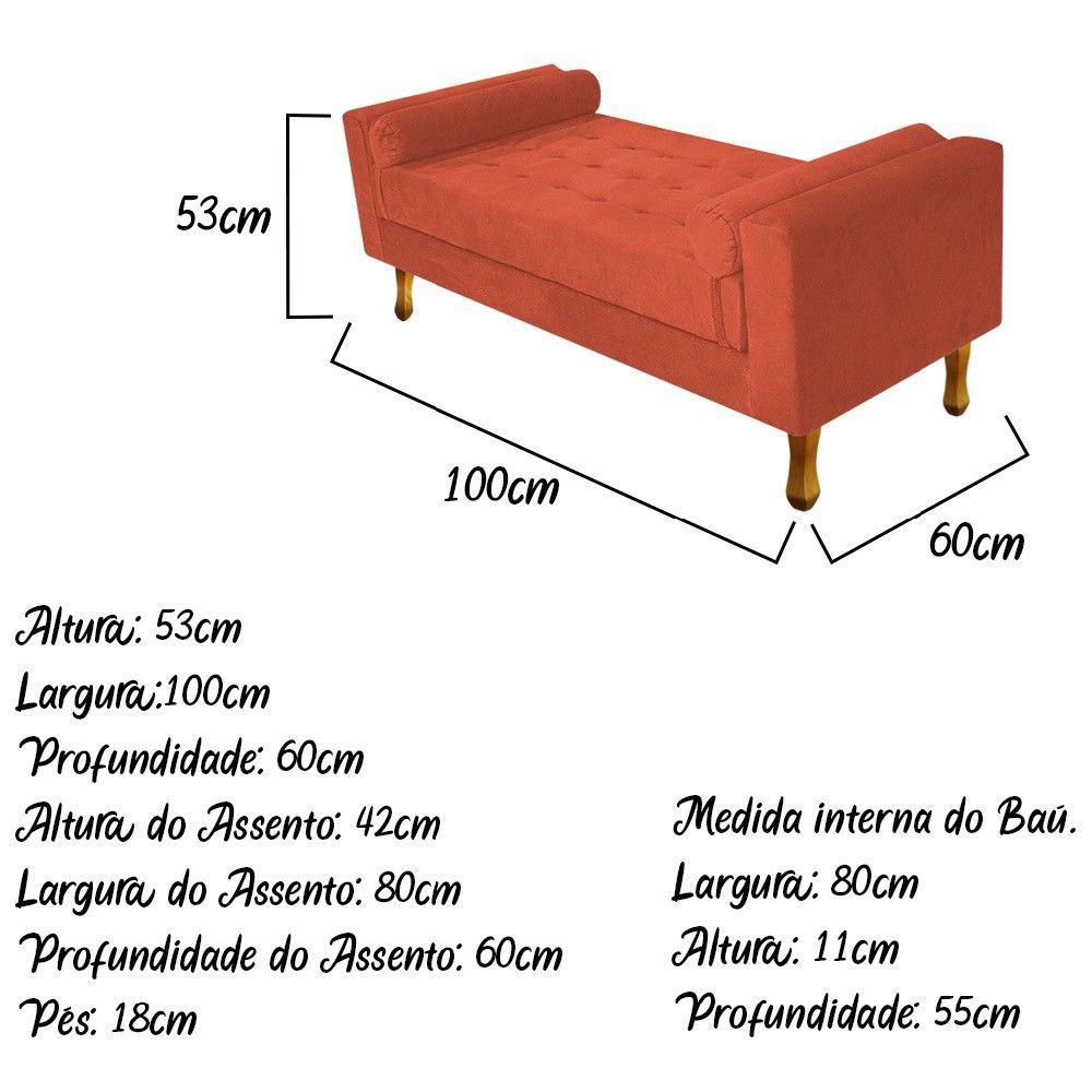 Recamier Félix Solteiro 100cm Suede Terracota Doce Sonho - 5