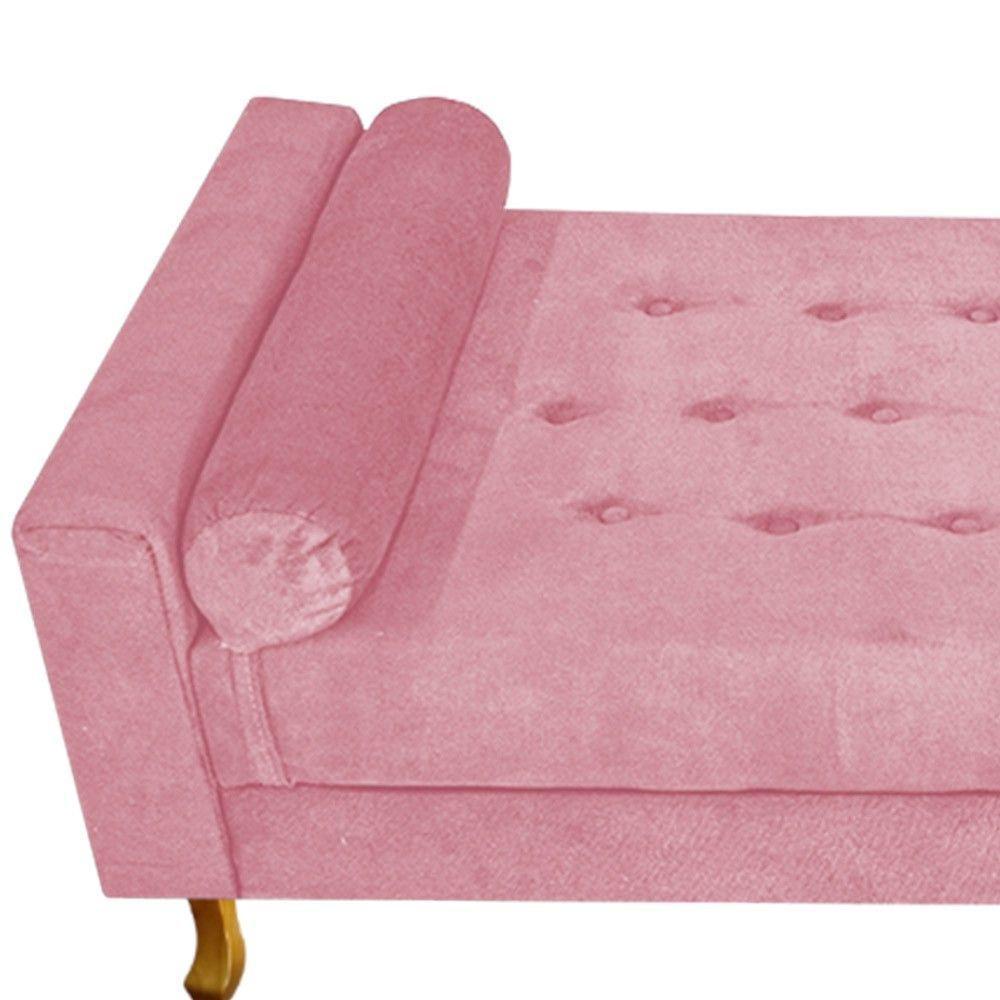 Recamier Félix Casal 140cm Suede Rosa Bebê Adj Decor - 7
